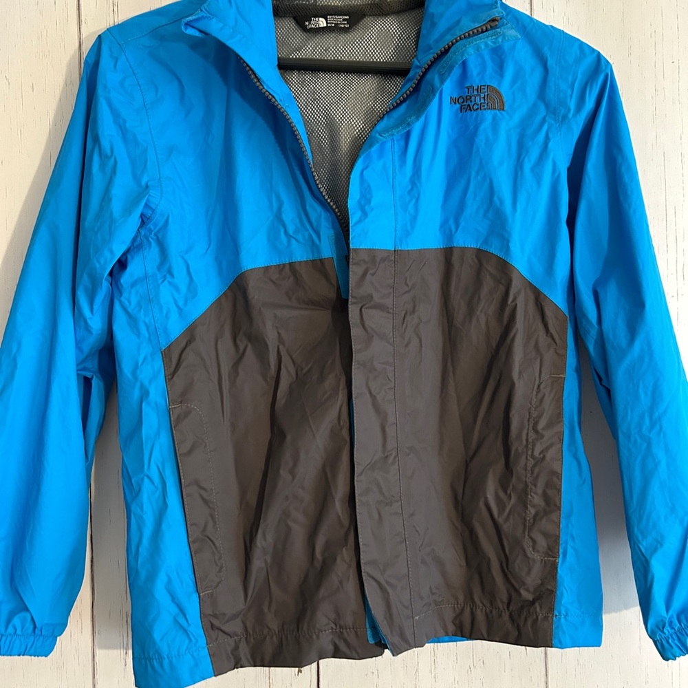 THE NORTH FACE Jacket Boys M 10/12 DryVent Full Zip Hooded Windbreaker Blue.